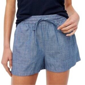 J.CREW CHAMBRAY SHORTS 100% COTTON ELASTIC DRAWSTRING WAIST SZ XS